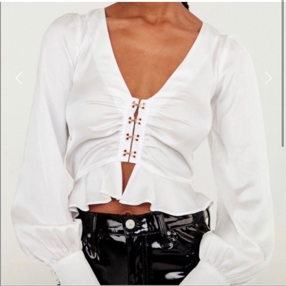 For Love & Lemons Crop Satin Blouse
